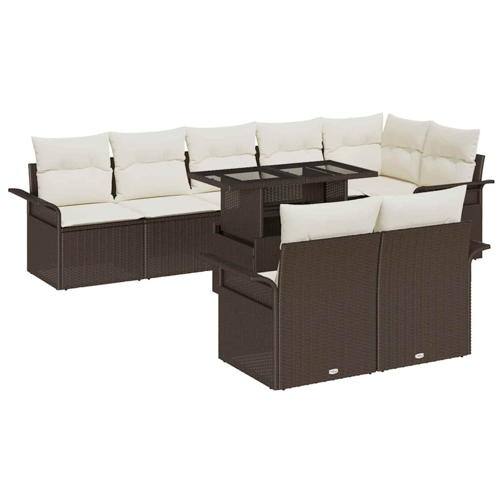 Gartensofa-set 9 stk. Braun Poly-Rattan