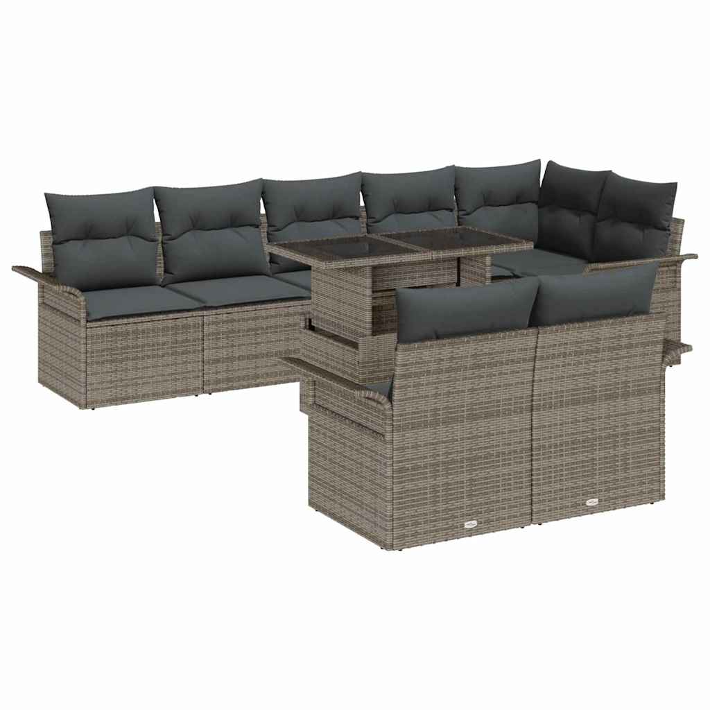 Gartensofa-set 9 stk. Grau Poly-Rattan