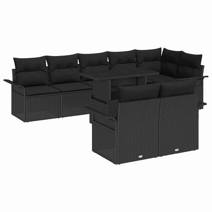 Gartensofa-set 9 stk. Schwarz Poly-Rattan