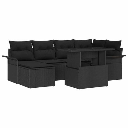 Gartensofa-set 7 stk. Schwarz Poly-Rattan