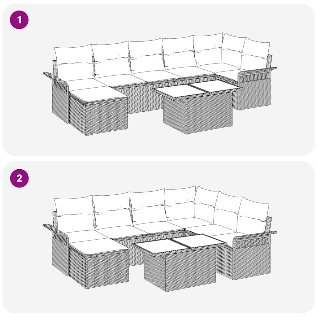 Sofa Set 8 Stk. Grau Poly-Rattan