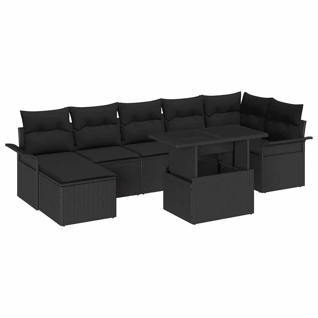 Sofa Set 8 stk. Schwarz Poly-Rattan