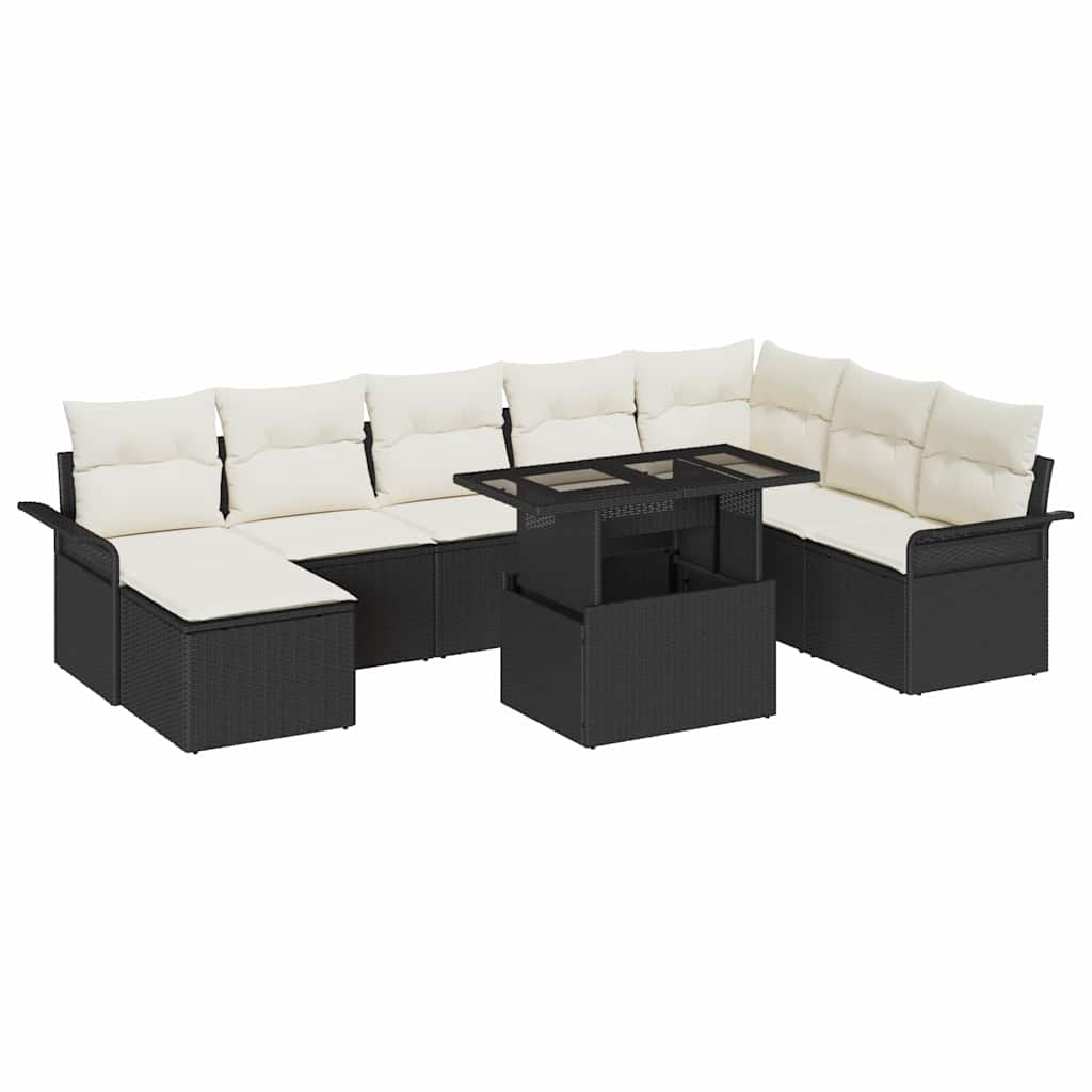 Sofa Set 9 stk. Schwarz Poly-Rattan