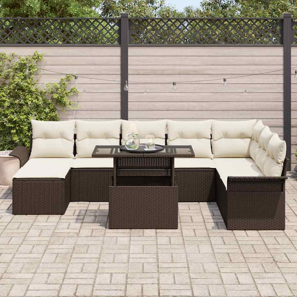 Sofa Set 9 stk. Braun Poly-Rattan