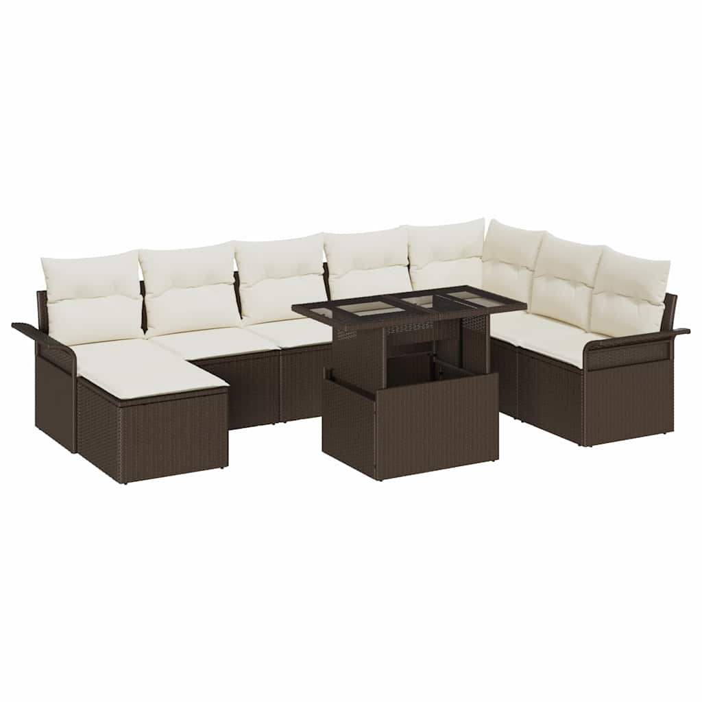 Sofa Set 9 stk. Braun Poly-Rattan