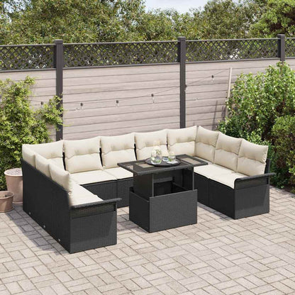 Sofa Set 10 stk. Schwarz Poly-Rattan