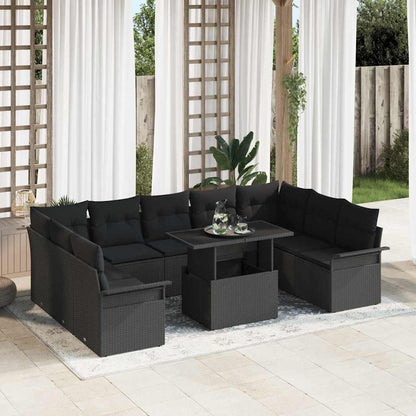 Sofa Set 10 stk. Schwarz Poly-Rattan