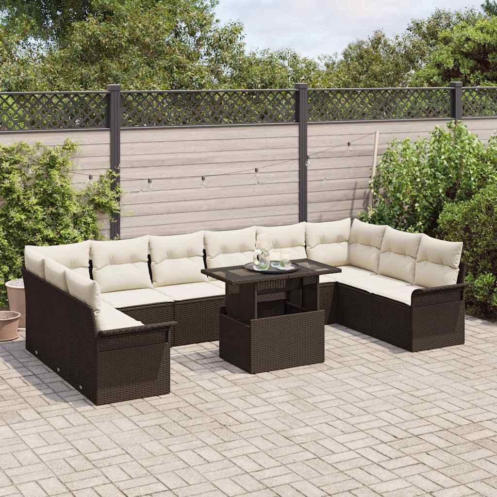 Sofa Set 11 stk. Braun Poly-Rattan