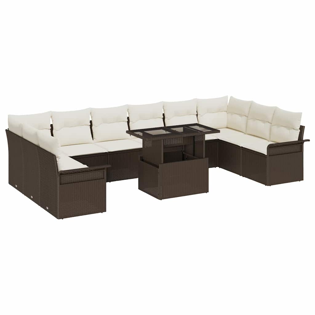 Sofa Set 11 stk. Braun Poly-Rattan