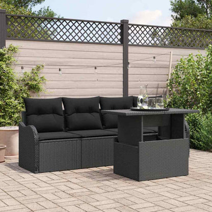 Sofa Set 5 stk. Schwarz Poly-Rattan