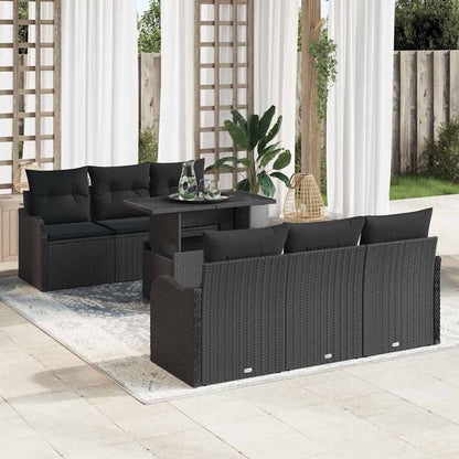 Gartensofa-set 7 stk. Schwarz Poly-Rattan