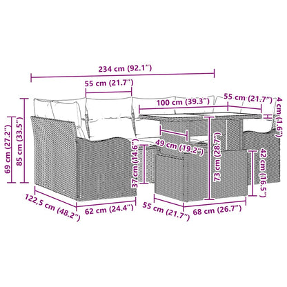 Gartensofa-set 7 stk. Schwarz Poly-Rattan