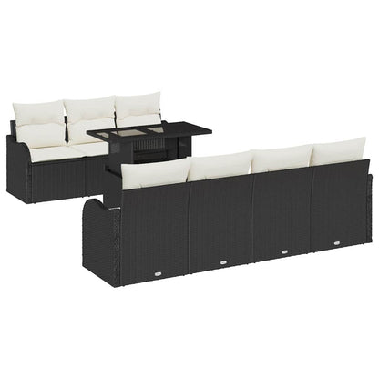 Gartensofa-set 8 stk. Schwarz Poly-Rattan