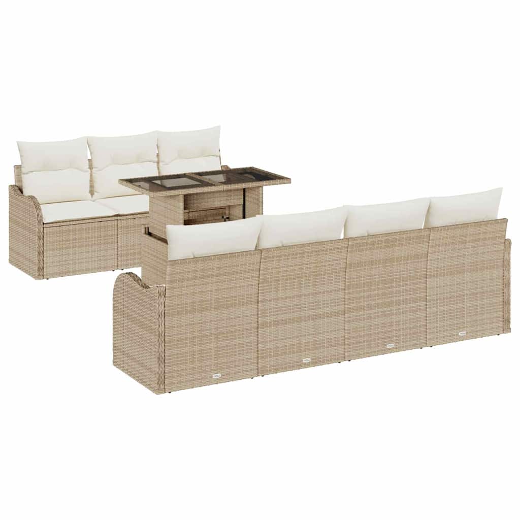 Gartensofa-set 8 stk. Beige Poly-Rattan