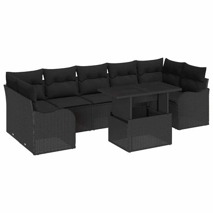 Gartensofa-set 8 stk. Schwarz Poly-Rattan