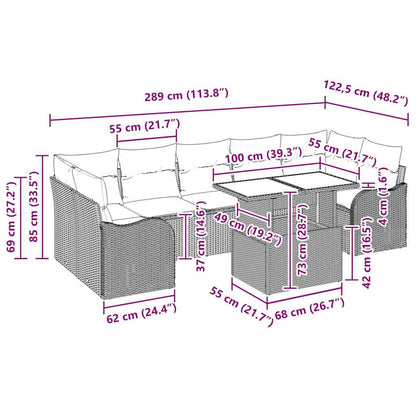 Gartensofa-set 8 stk. Schwarz Poly-Rattan