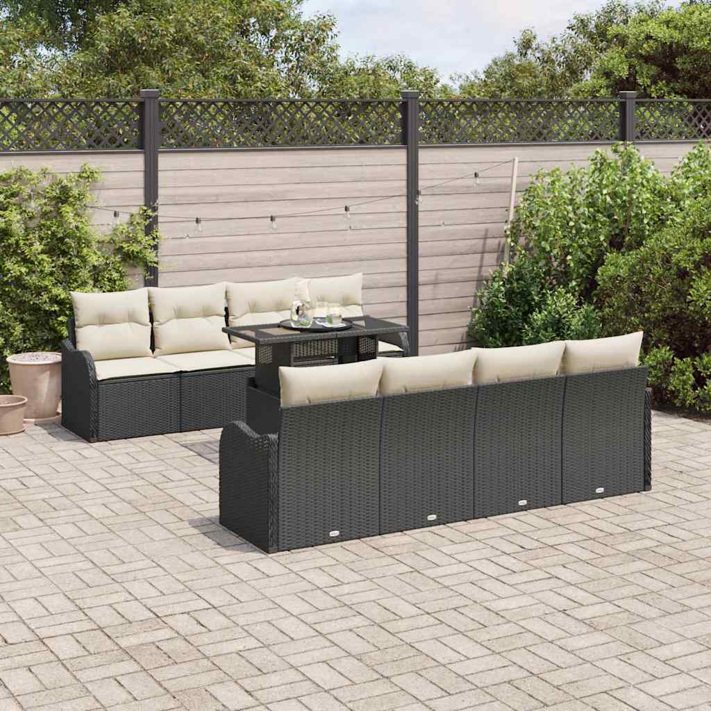 Gartensofa-set 7 stk. Schwarz Poly-Rattan
