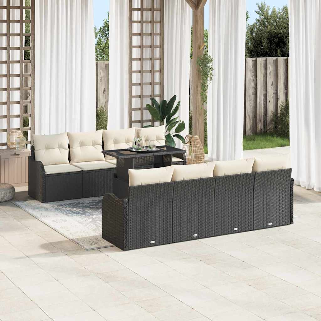 Gartensofa-set 7 stk. Schwarz Poly-Rattan