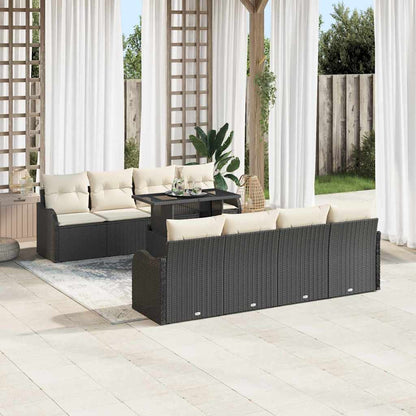 Gartensofa-set 7 stk. Schwarz Poly-Rattan