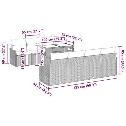 Gartensofa-set 7 stk. Schwarz Poly-Rattan
