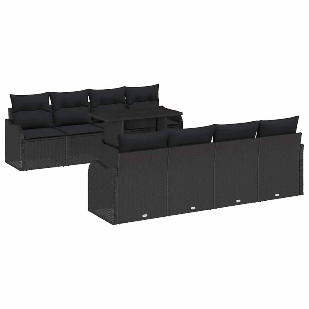 Gartensofa-set 7 stk. Schwarz Poly-Rattan