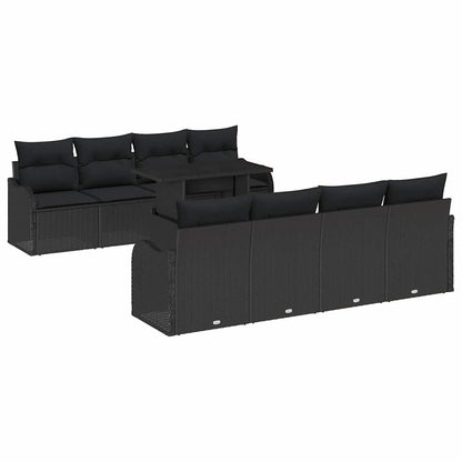 Gartensofa-set 7 stk. Schwarz Poly-Rattan