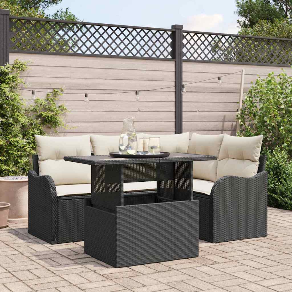 Outdoortisch-Set 5 stk. Schwarz Poly Rattan