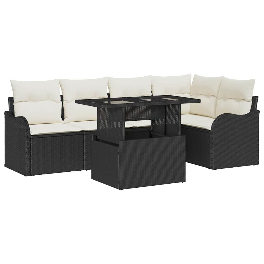 Essgruppe 6 stk. Schwarz Poly Rattan
