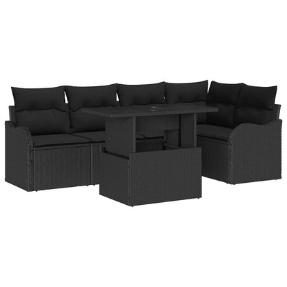 Essgruppe 6 stk. Schwarz Poly Rattan