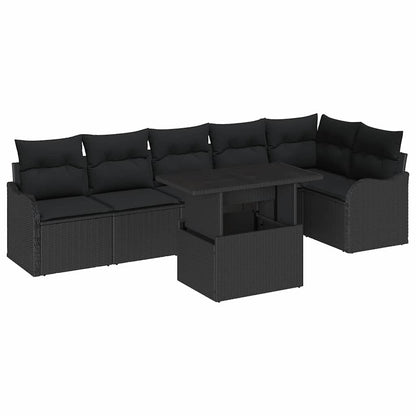 Sofa Set 7 stk. Schwarz Poly Rattan