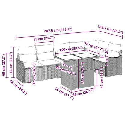 Sofa Set 7 stk. Schwarz Poly Rattan