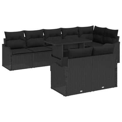 Lounge-Set 9 stk. Schwarz Poly Rattan