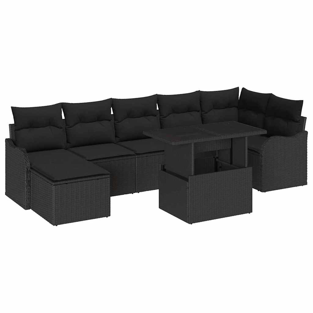 Gartensofa-set 8 stk. Schwarz Poly Rattan