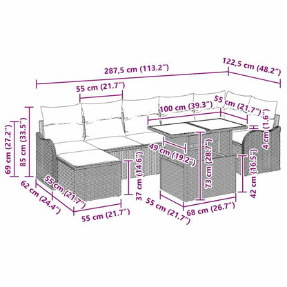 Gartensofa-set 8 stk. Schwarz Poly Rattan