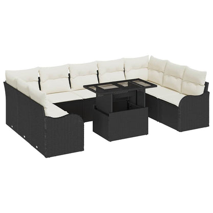 Gartensofa-set 10 stk. Schwarz Poly Rattan