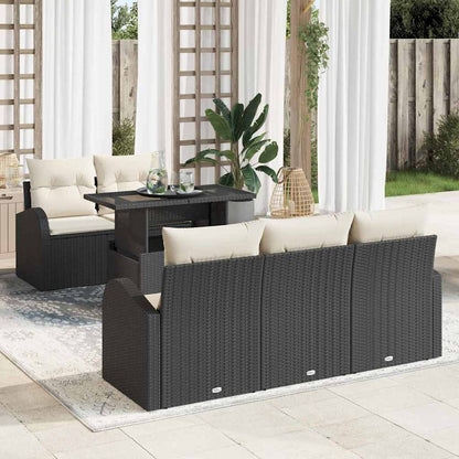 Gartensofa-set 6 stk. Schwarz Poly Rattan