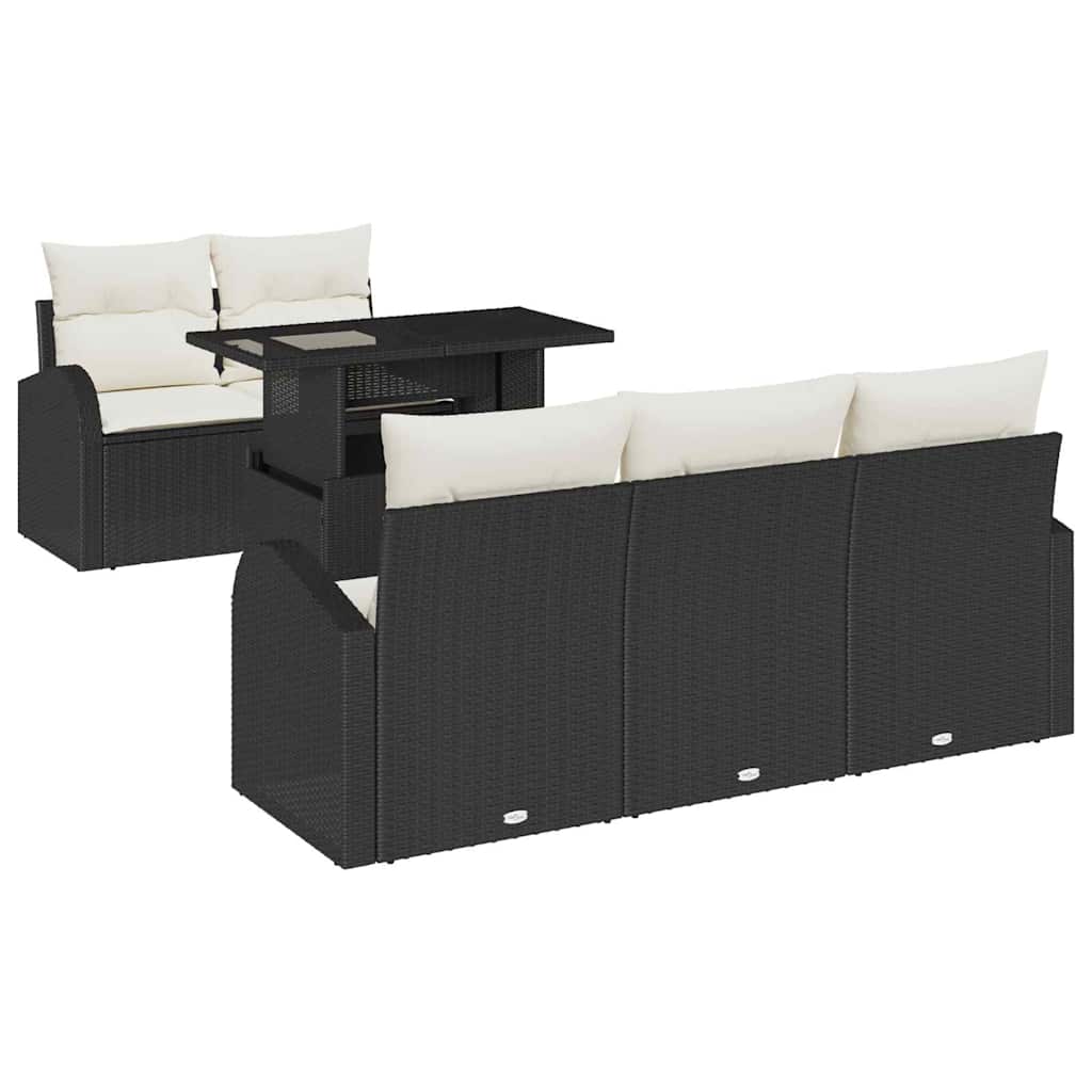 Gartensofa-set 6 stk. Schwarz Poly Rattan