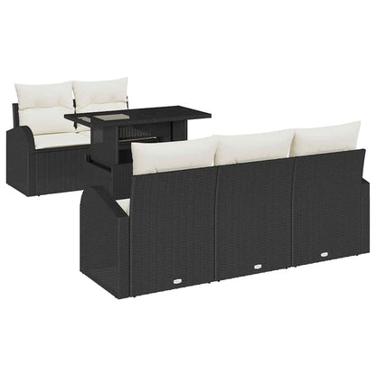 Gartensofa-set 6 stk. Schwarz Poly Rattan