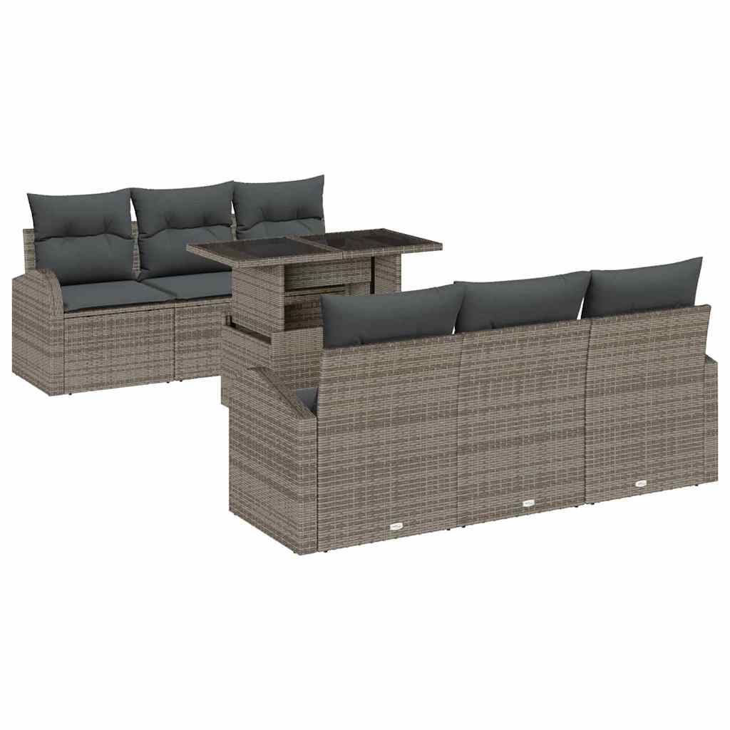 Gartensofa-set 7 Stk. Grau Poly Rattan