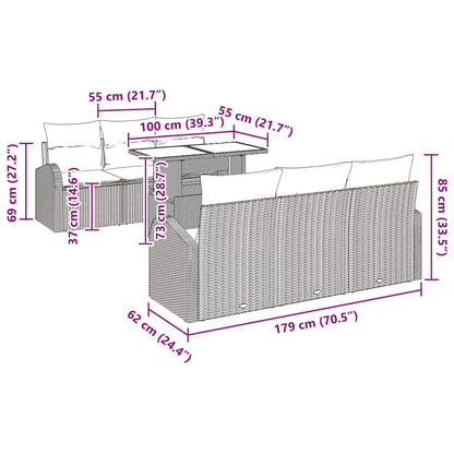 Gartensofa-set 7 stk. Schwarz Poly Rattan