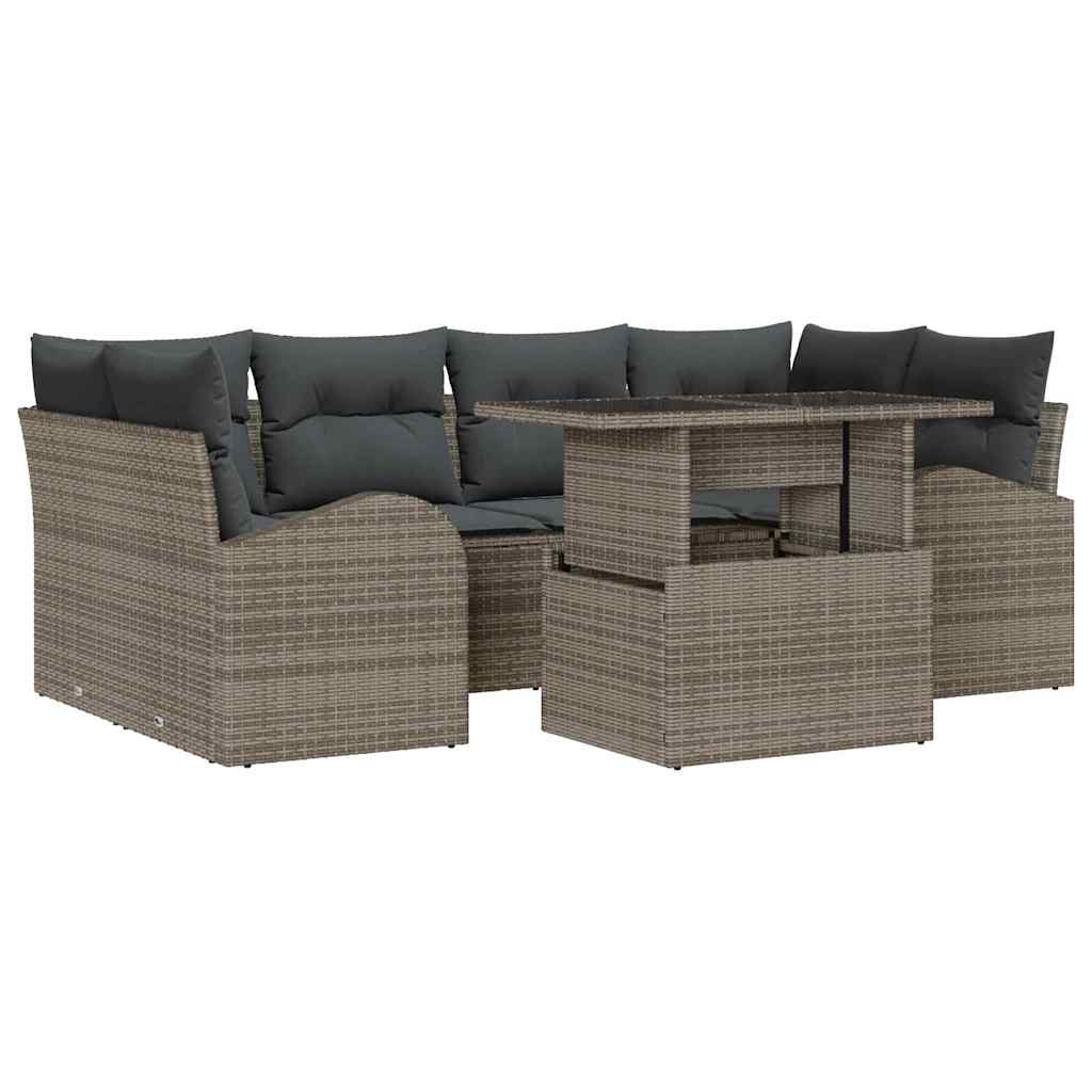 Gartensofa-set 7 stk. Grau Poly Rattan