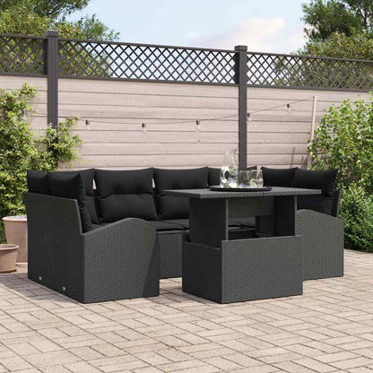 Gartensofa-set 7 stk. Schwarz Poly Rattan