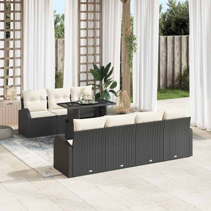 Gartensofa-set 8 stk. Schwarz Poly-Rattan