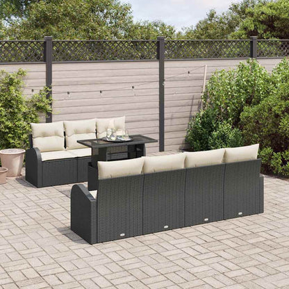 Gartensofa-set 8 stk. Schwarz Poly-Rattan