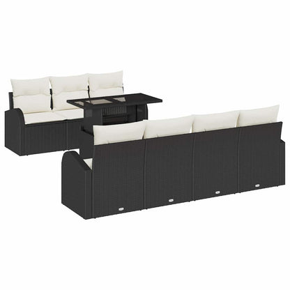Gartensofa-set 8 stk. Schwarz Poly-Rattan