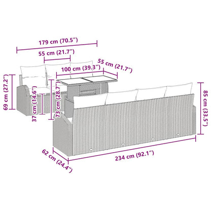 Gartensofa-set 8 stk. Schwarz Poly-Rattan