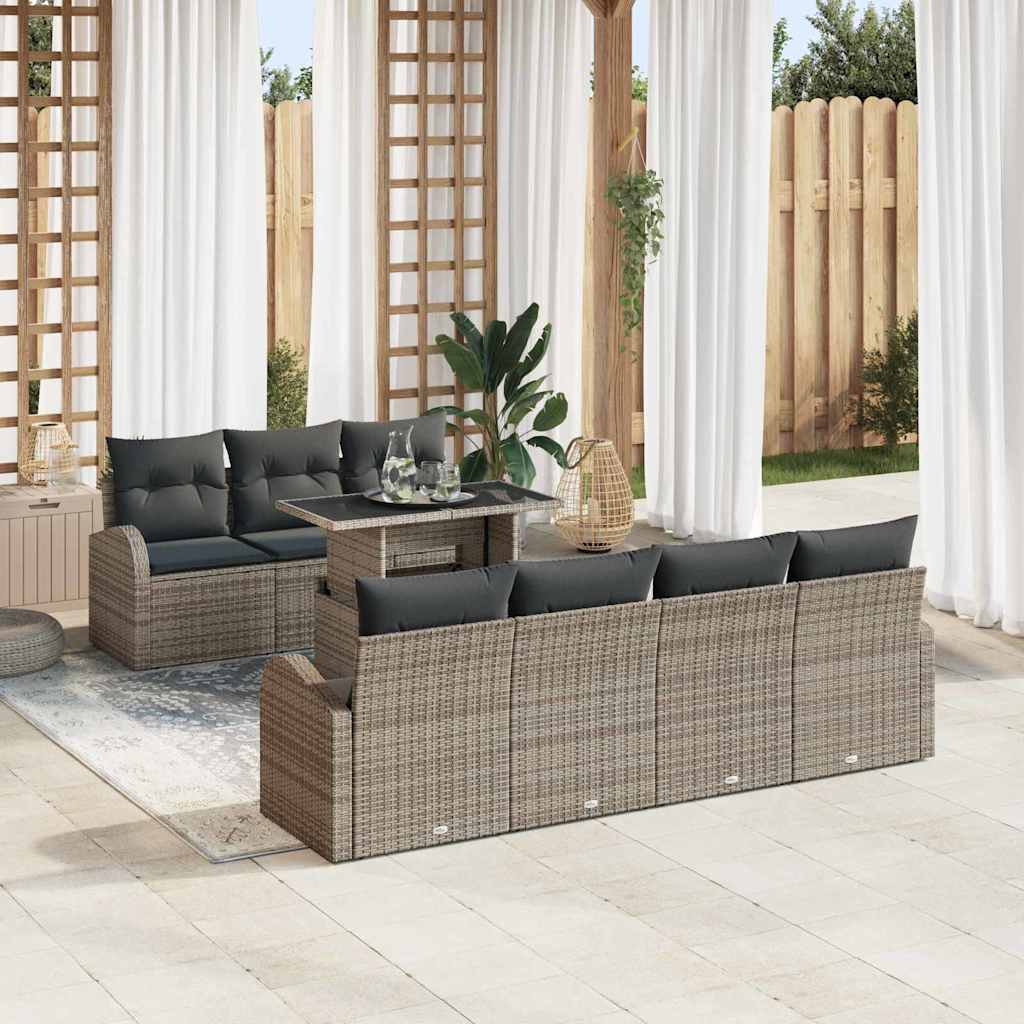 Gartensofa-set 8 stk. Grau Poly-Rattan