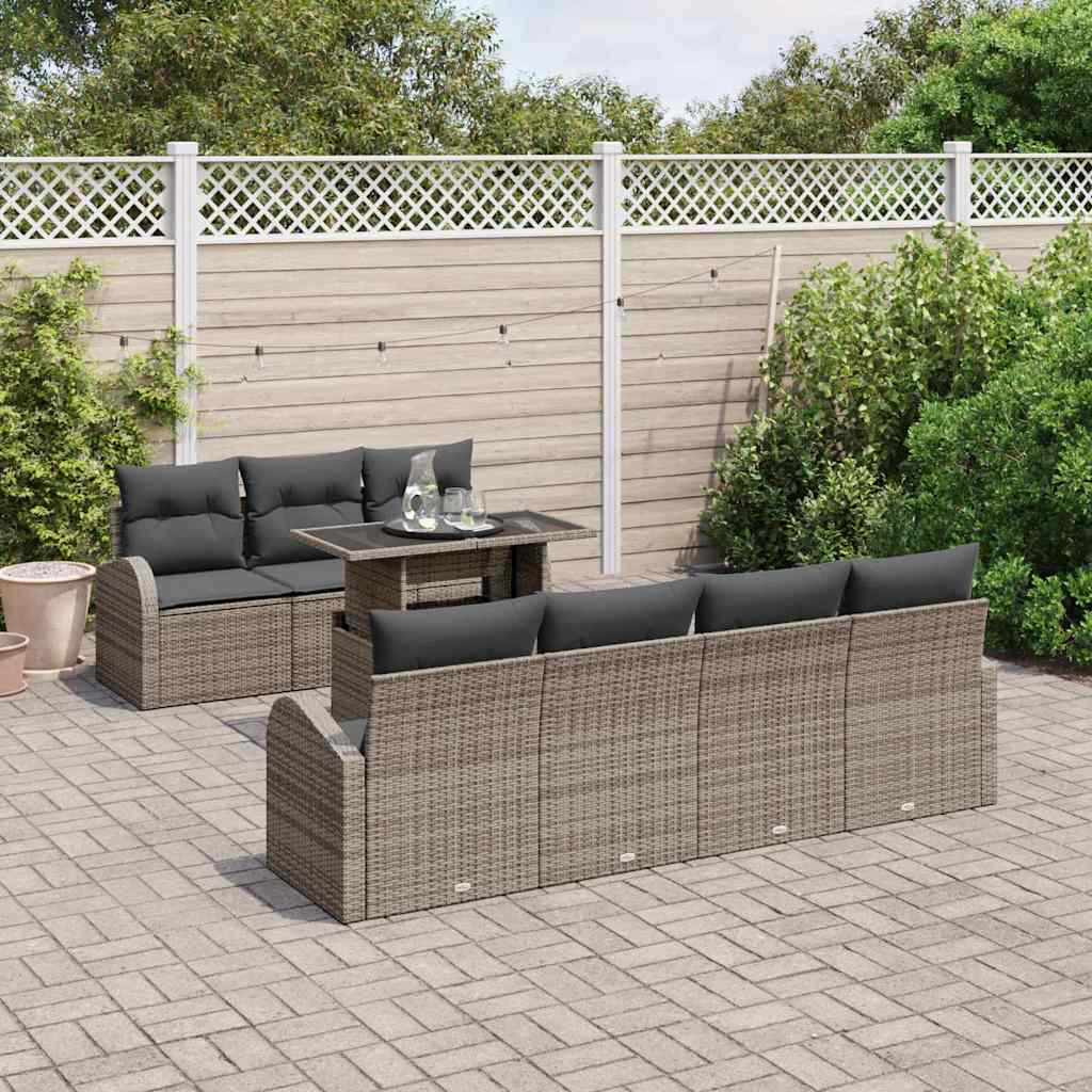 Gartensofa-set 8 stk. Grau Poly-Rattan