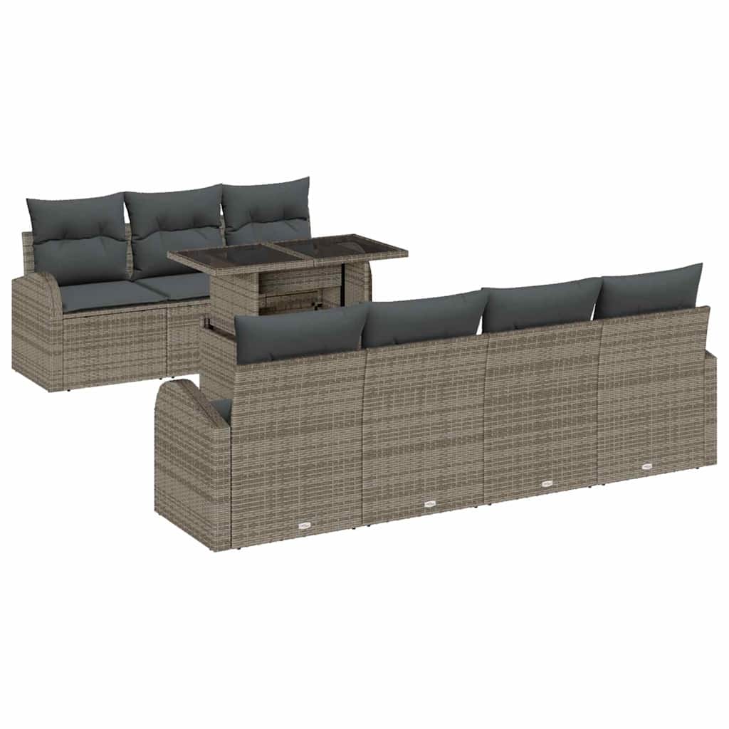 Gartensofa-set 8 stk. Grau Poly-Rattan