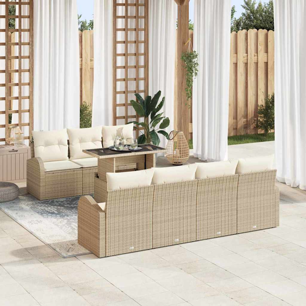 Gartensofa-set 8 stk. Beige Poly-Rattan